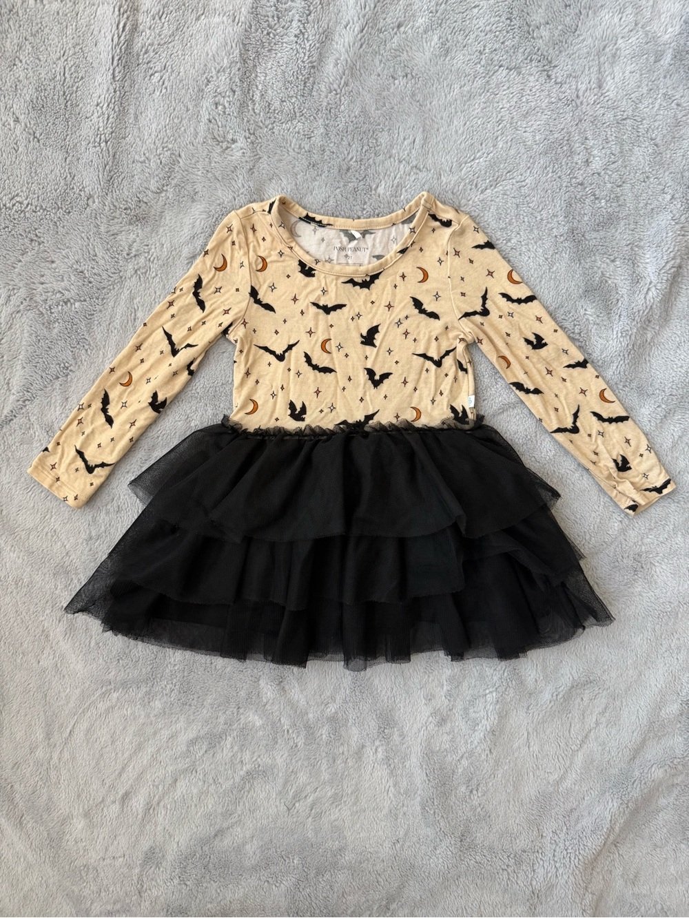 Posh Peanut Halloween Tulle Dress - Black Tulle, Cream Top